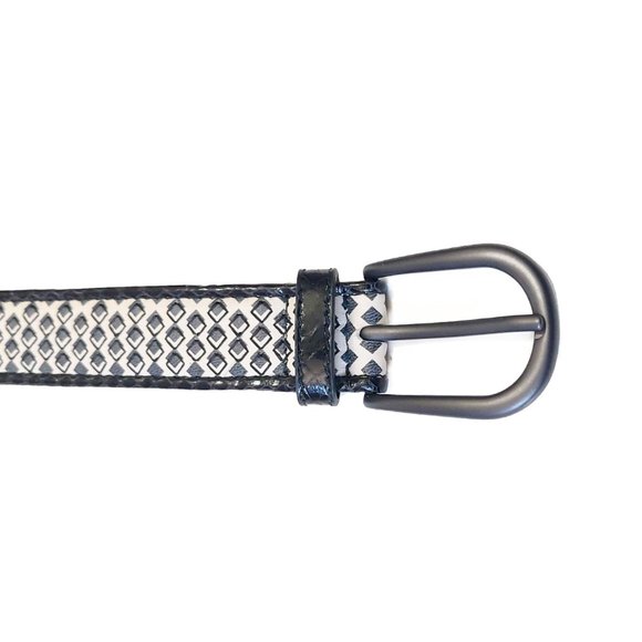 Bottega Veneta 407219 VAWW1 Women Belt Black White Printed Napa Leather Size M main image 4